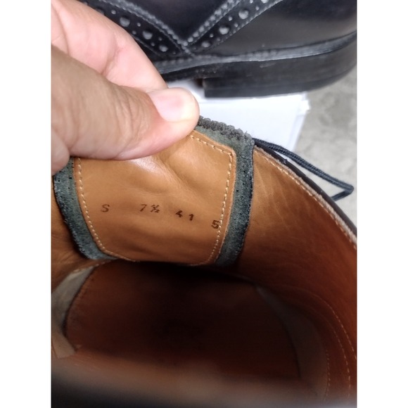 Charles Tyrwhitt Semi Brogue Men's US 7.5 Black Leather Oxfords Dress Shoes - Picture 4 of 6